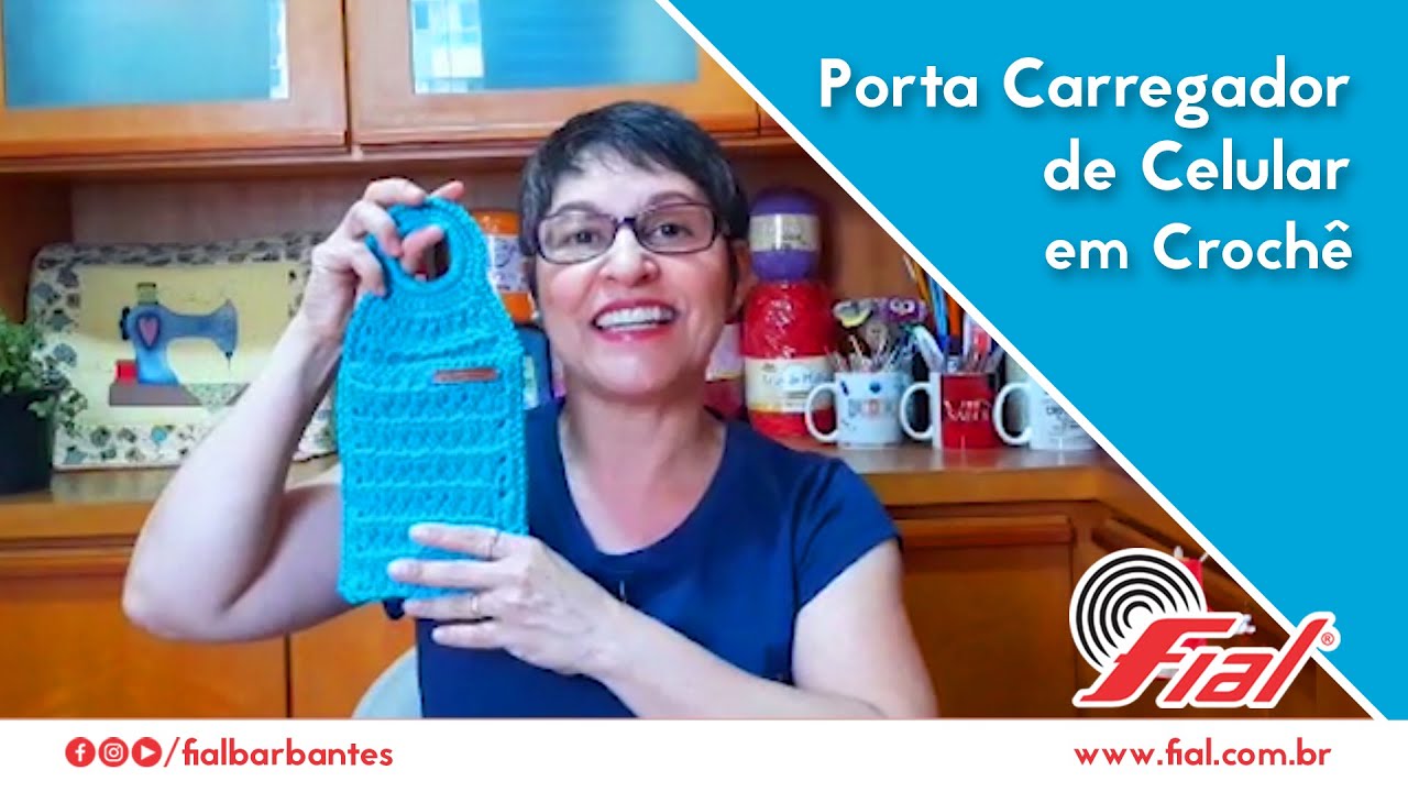 Porta Carregador de Celular em Crochê - Tutorial com Barbante Colorido Premium | Fial Barbantes