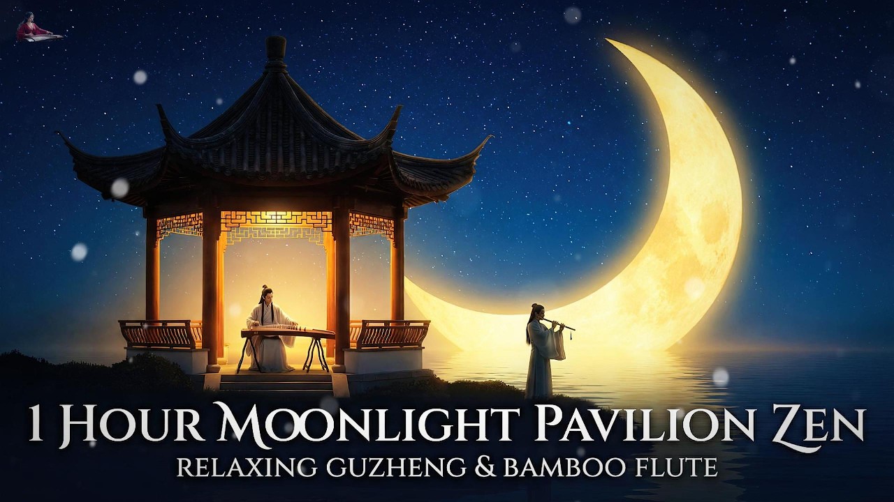 1 Hour Moonlight Pavilion Zen | Relaxing Guzheng & Bamboo Flute | Zen Guzheng Flute