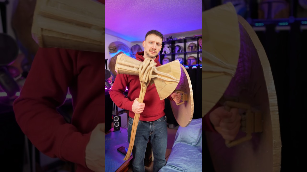 Cardboard Mjolnir, Stormbreaker and Shield! 📦 #avengers #epiccardboardprops