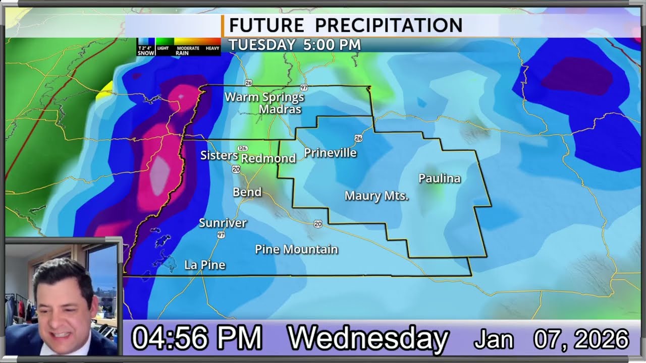 More snow showers and light totals for Central Oregon, tonight