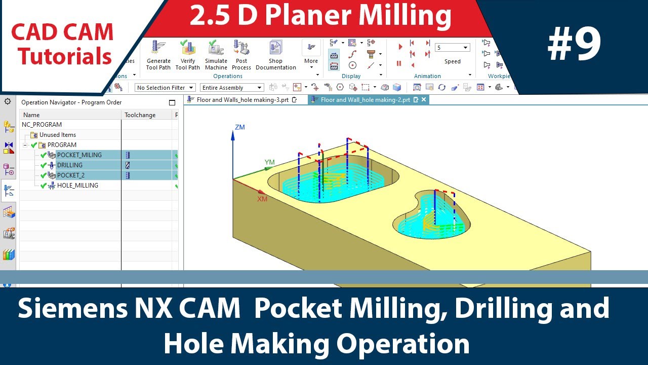 Siemens NX CAM: DAY_9: Pocket Milling, Drilling and Hole Making Operation #NX #siemens #CAD #milling
