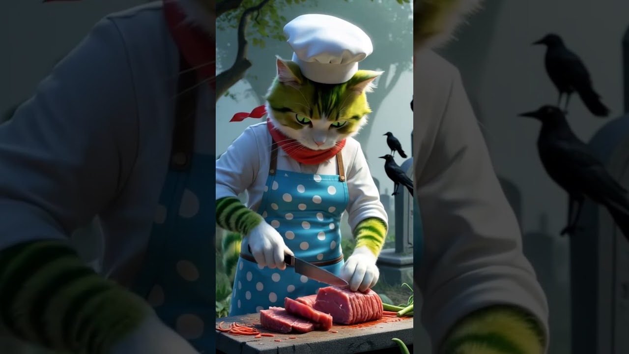 Cute cat cooking #firstshortvideo #catcooking #trendnow #aifusion #meow #catvideosforcatstowatch