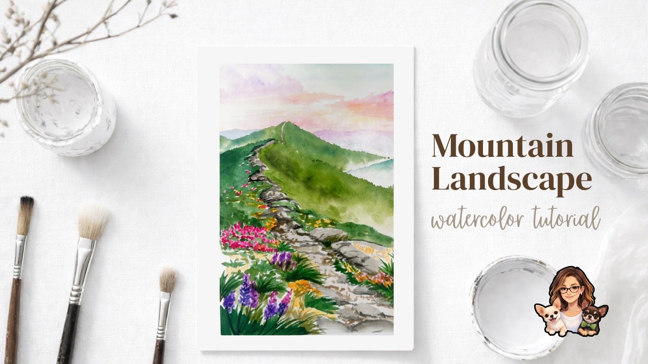 Franconia Ridge Watercolor 🌿 No Voiceover | Relaxing Landscape Paint Along