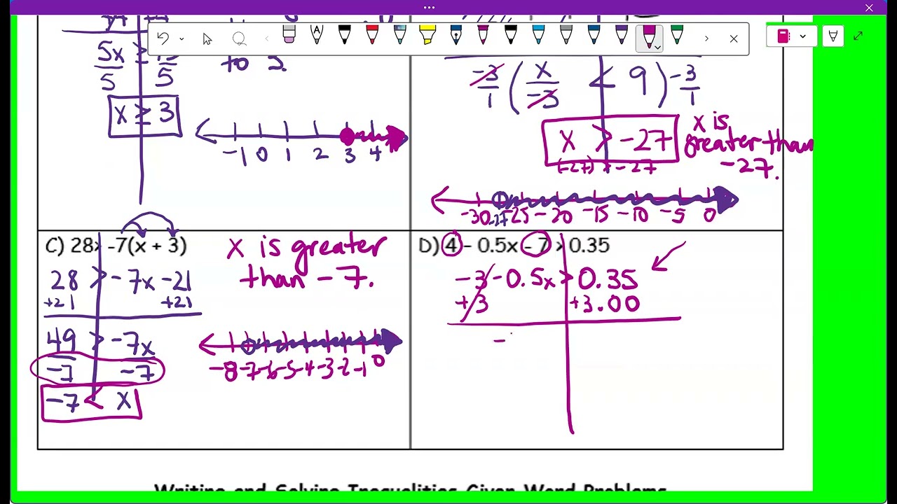 Inequalities Two and Multi-Step with Word Problems