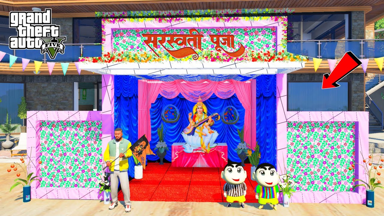 Franklin & Shinchan Pinchan Celebrating Sarswati Puja in GTA 5