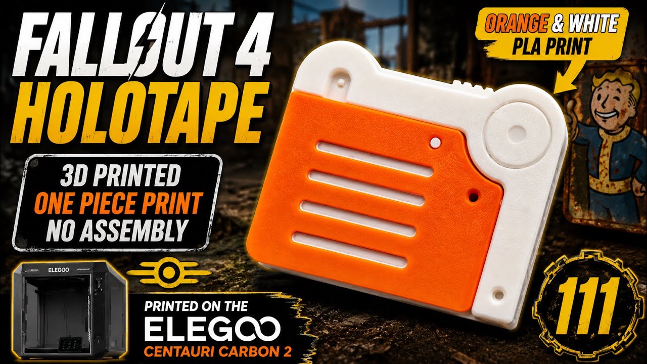 3D Printing a Fallout 4 Holotape | Orange & White on the Elegoo Centauri Carbon 2