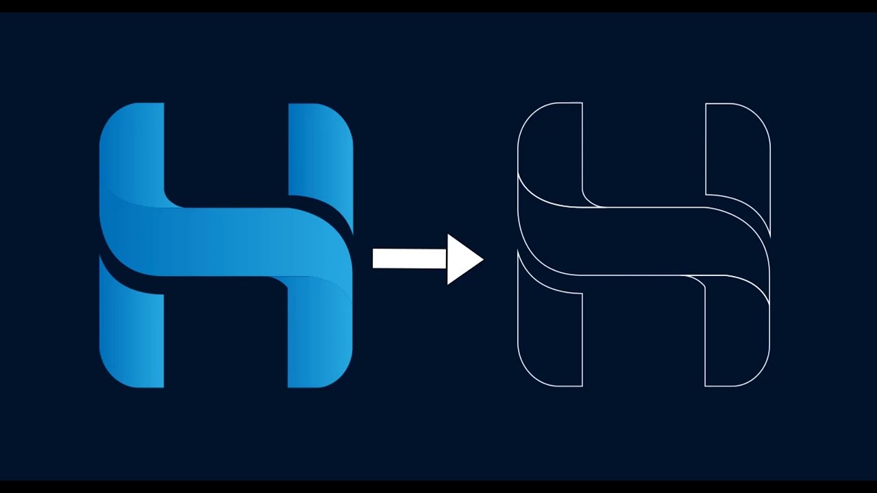 Letter H Logo Design Illustrator | hyperdesign | adobe illustrator course
