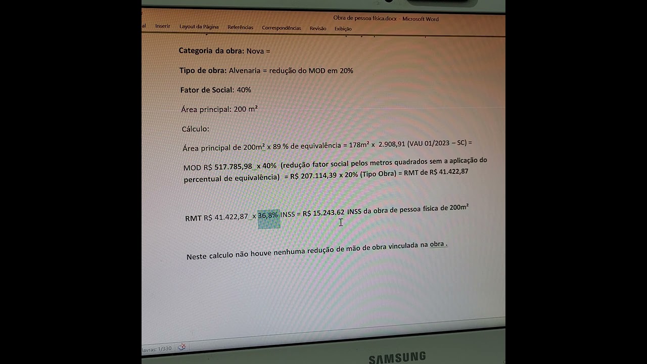 SERO - Cálculo do INSS de obra de Pessoa Física.