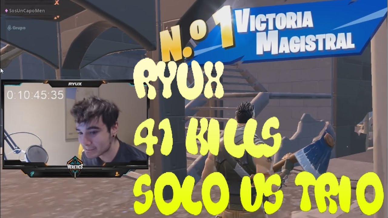 Fortnite | Ryux | 41 KILLS | SOLO VS TRIO | (WORlD RECORD?)