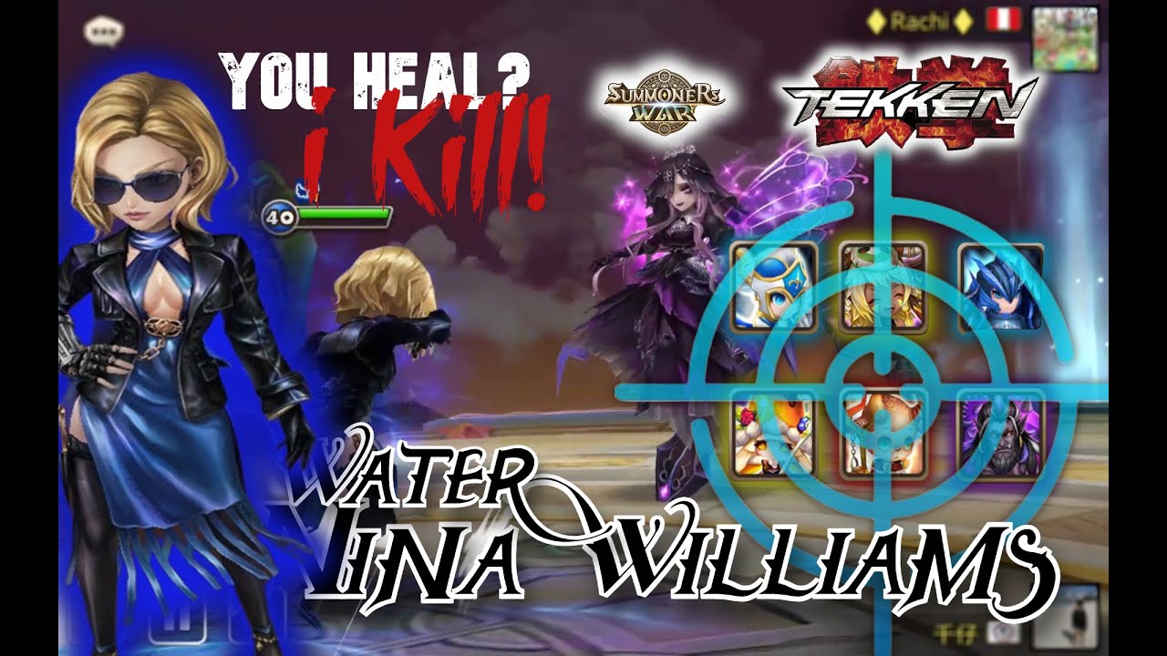Water Nina Williams assassinates every healer in World Arena - Tekken x Summoners War Collaboration