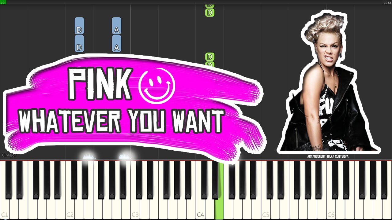 Pink - Whatever You Want | Piano Cover + Synthesia Tutorial