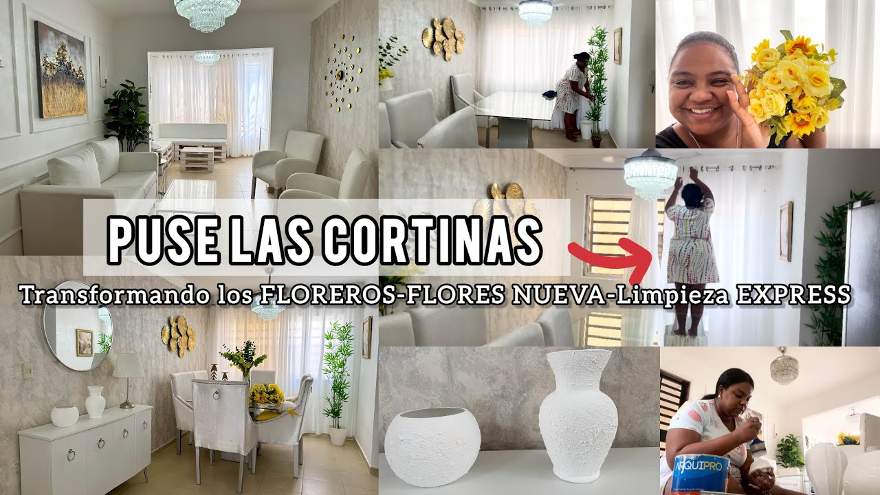 👉Puse las CORTINAS ✅TRANSFORMANDO los FLOREROS ⚱️FLORES NUEVAS 🌼#home #limpieza #hauldecoracion