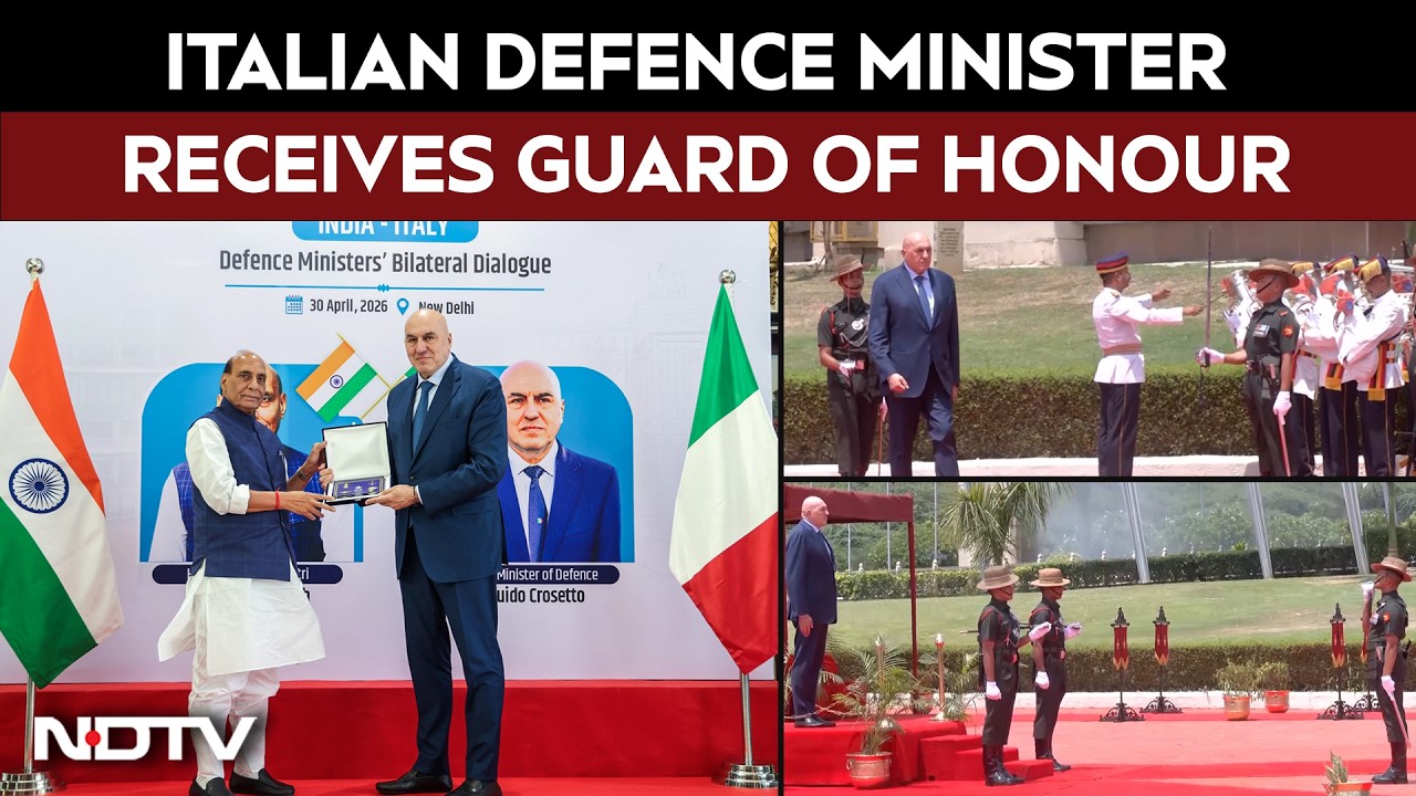 Italian Defence Minister Guido Crosetto Receives Guard Of Honour, Meets Defence Min Rajnath Singh
