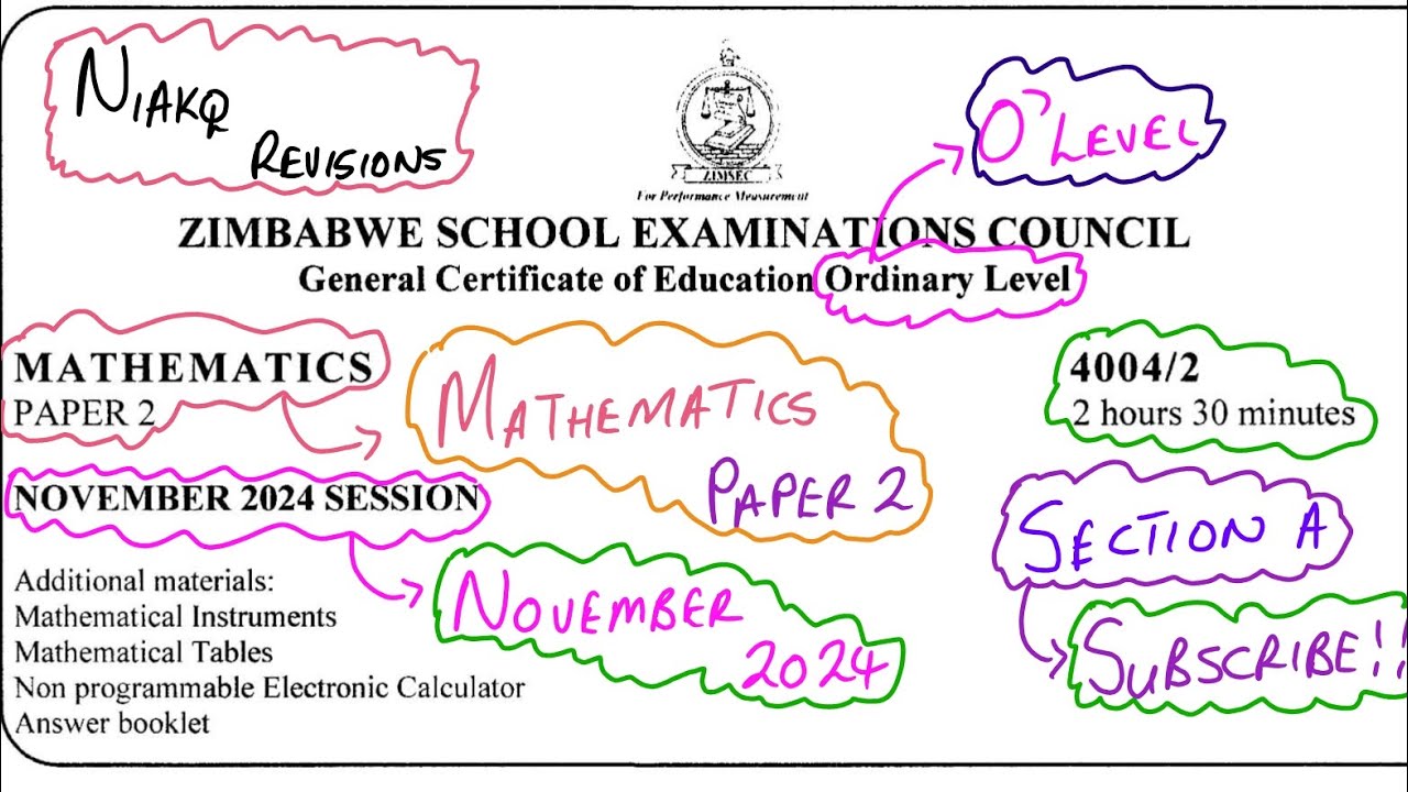 O LEVEL N2024 P2 MATHS ZIMSEC SECTION A 
