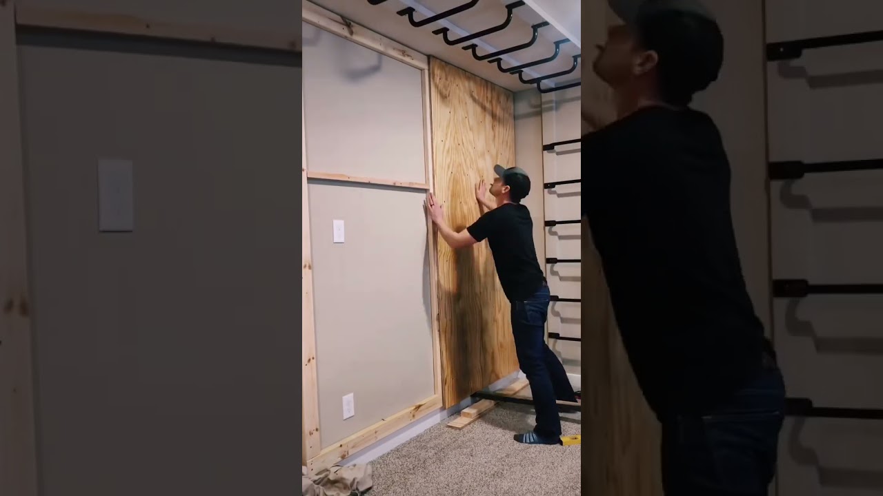 Indoor climbing wall - part 2. #bouldering #climbing #playroom #rockclimbing #kidsroom