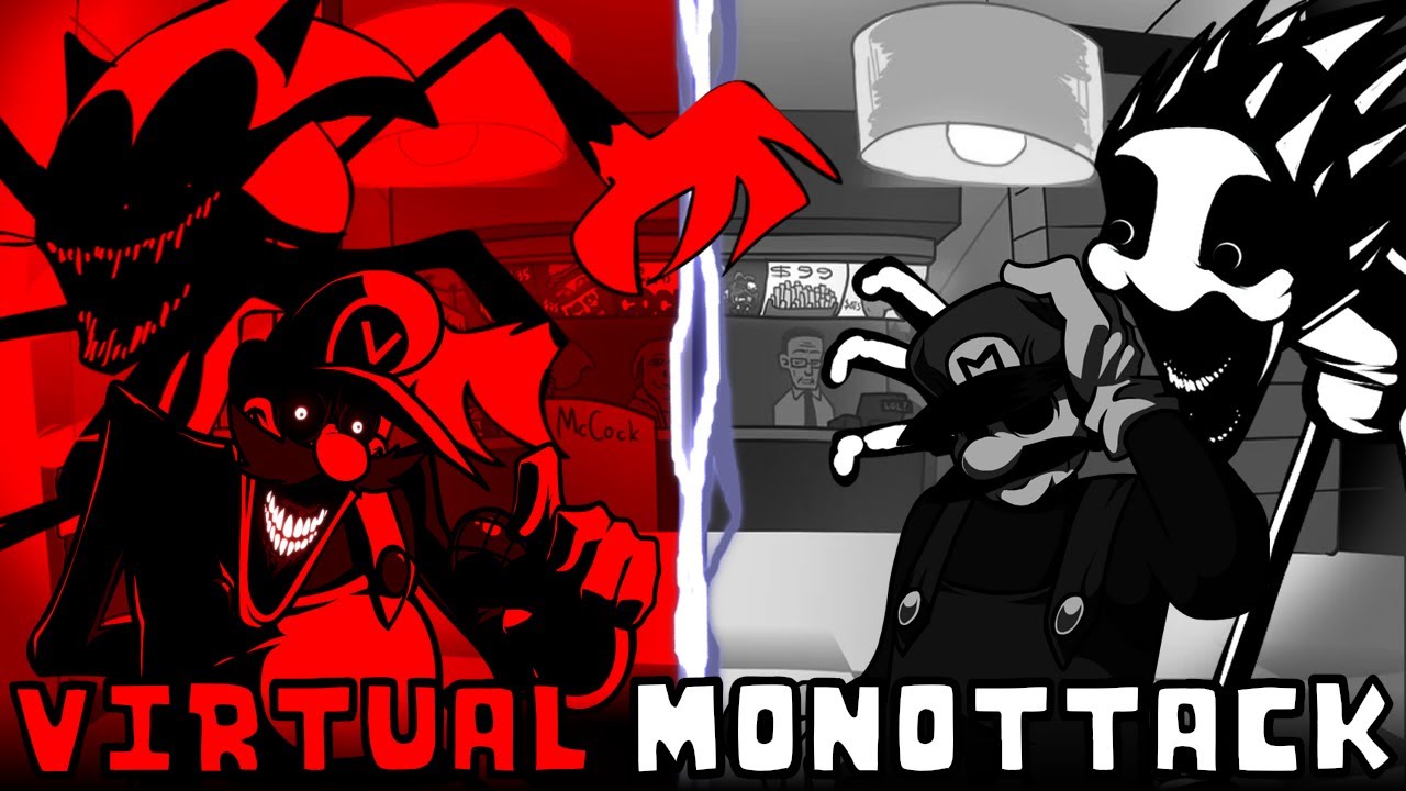 Virtual Monottack (Monotone Attack but Fatal Error, Mr Virtual vs NMI & Costume Mario) | FNF cover