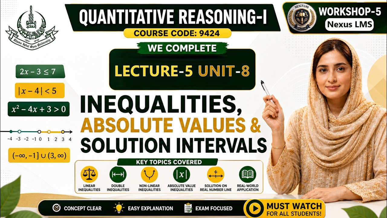 Workshop-5 | 9424 | AIOU Lecture-5 | Quantitative Reasoning | BS Program