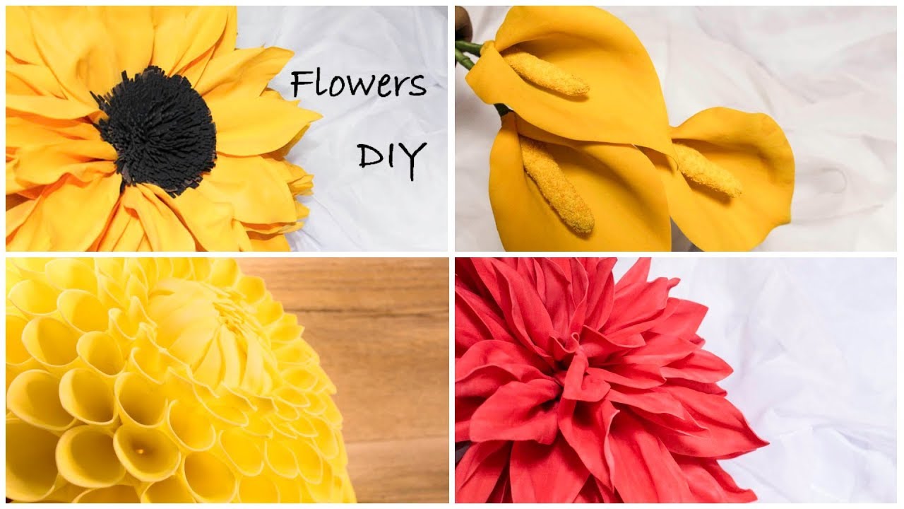 Foam sheet flowers. Foam sheet craft ideas. Diy foam flowers. Giant flowers. 5 minutes craft.