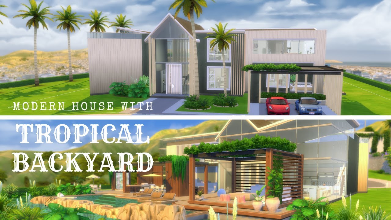 The Sims 4 Stop motion build || Modern house with glasswalls and tropical backyard ||Part 2 INTERIOR
