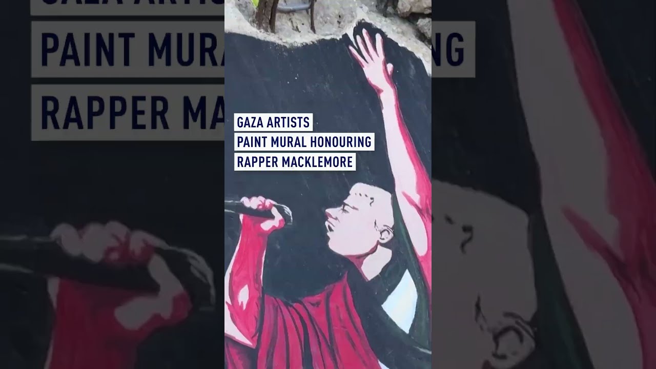 Gaza artists paint mural honoring rapper Macklemore