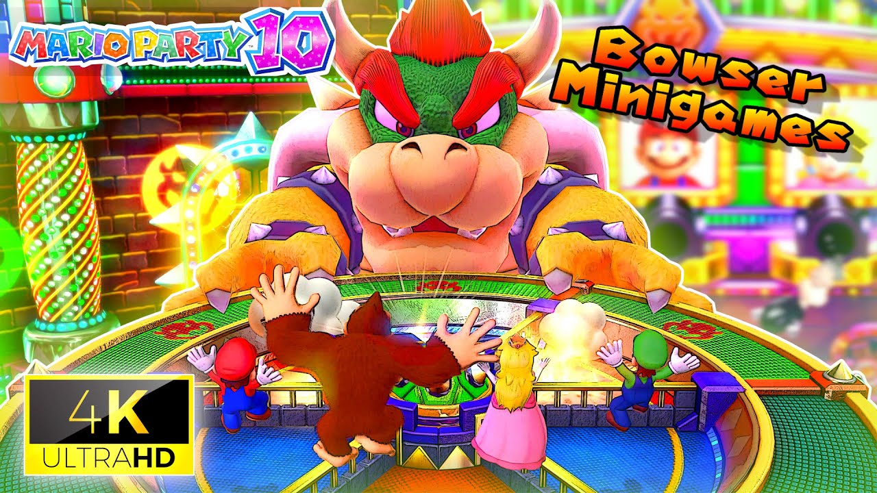 Mario Party 10 | All Bowser Battle Minigames / No Damage [Crispy 4K] - (Master Difficulty)