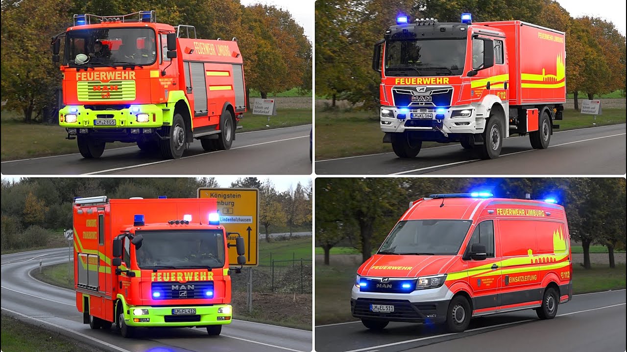 [Feuer auf Recyclinghof | Sirenenalarm] - EINSATZFAHRTEN der FEUERWEHR LIMBURG zu Großübung 🔥