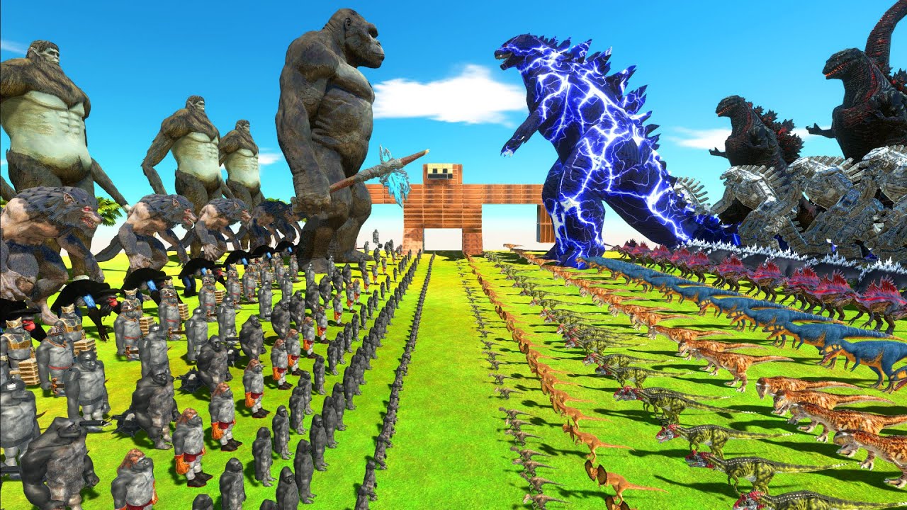 King Kong War - King Kong Family VS Team Godzilla Thunder - Animal Revolt Battle Simulator