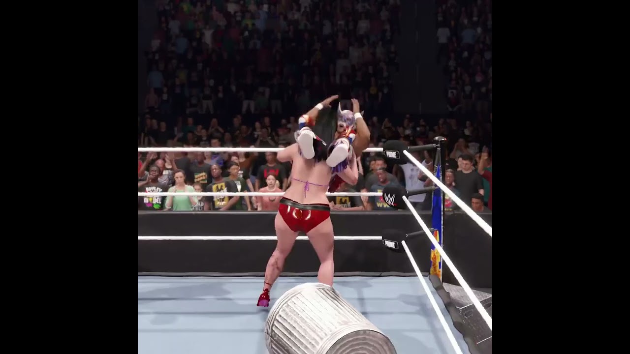 Напряженный бой Эль Гранде Американо против Асуки на Smack Down WWE 