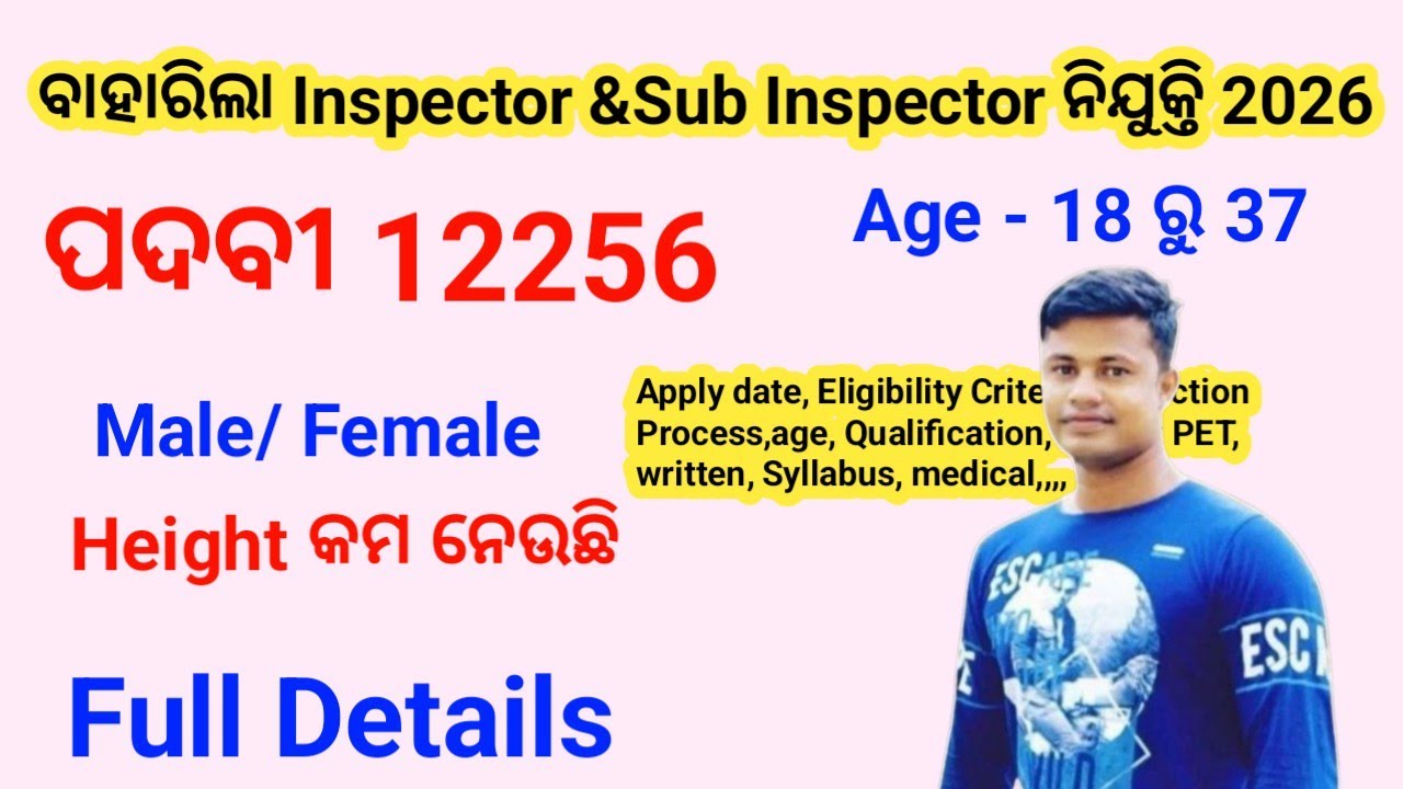ବାହାରିଲା Direct Inspector & Sub-inspector Recruitment 2026, ପଦବୀ 12256 Full Details 