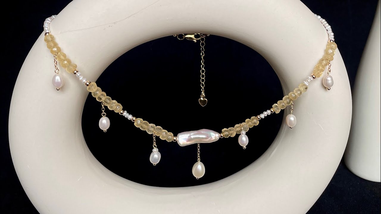 Tutorial Citrine and pearls necklace#necklace #necklacelover #handmadejewelry #tutorial