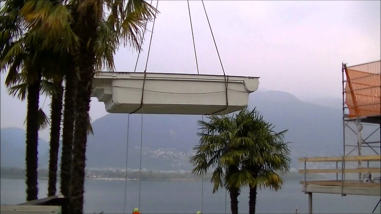 Rivierapool Linear Transport per Helikopter - Badipool.ch Schwimmbadtechnik