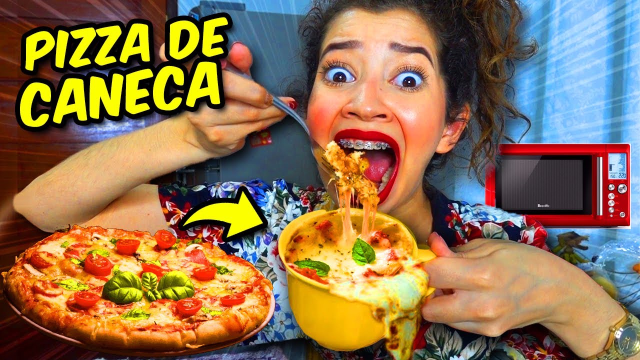 FIZ UMA PIZZA DE CANECA NO MICROONDAS! (Muito fácil de fazer!)