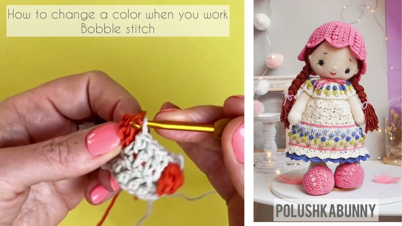How to change a color when you work a bobble stitch