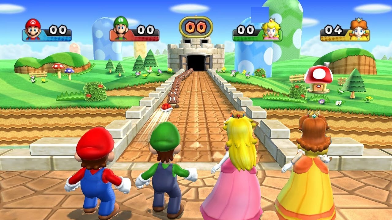 Mario Party 9 Mini Games - Mario Vs Luigi Vs Peach Vs Daisy
