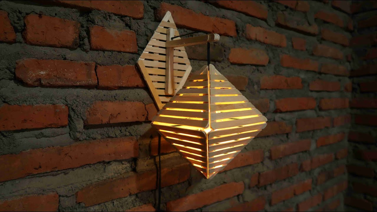 Diy ice cream stick wall lamp