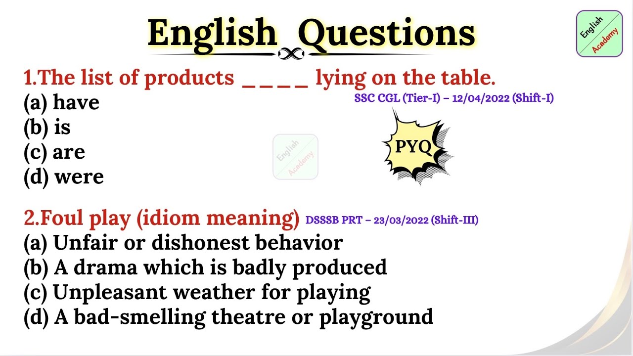 English Mix Questions set-29 for- All Exams 