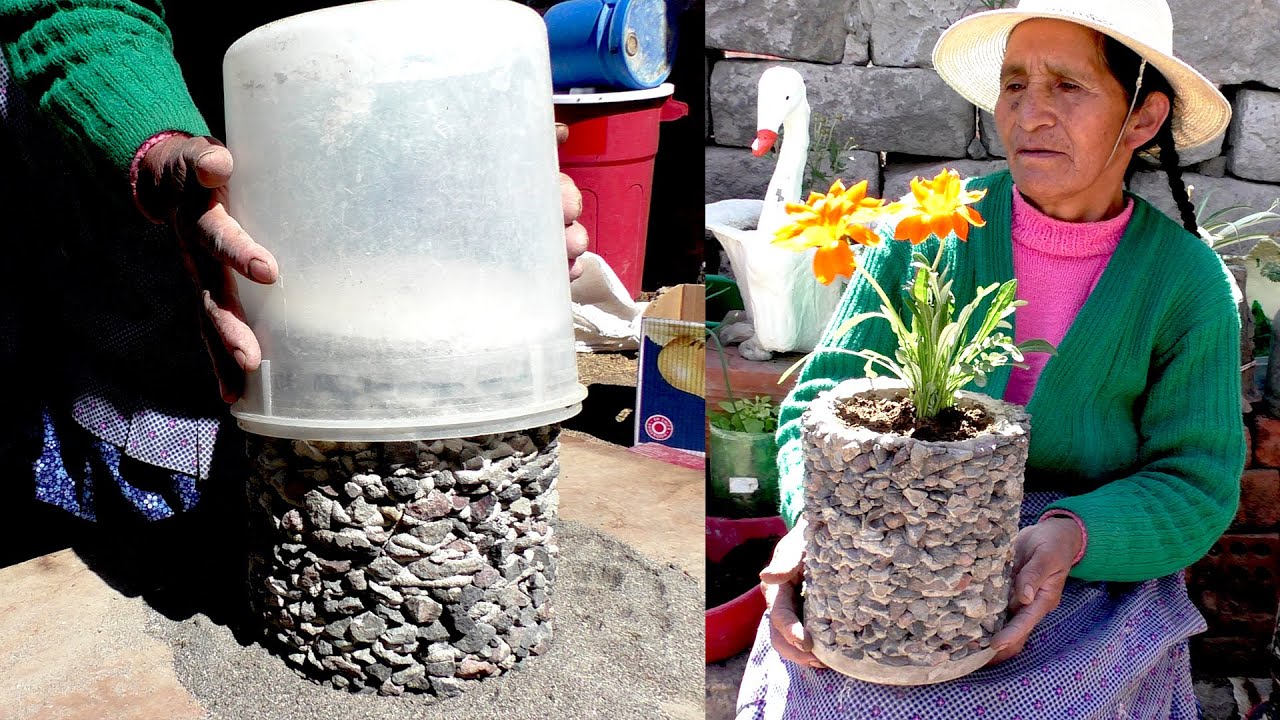 Aprende a crear una maceta artesanal de cemento con piedra para tus plantas