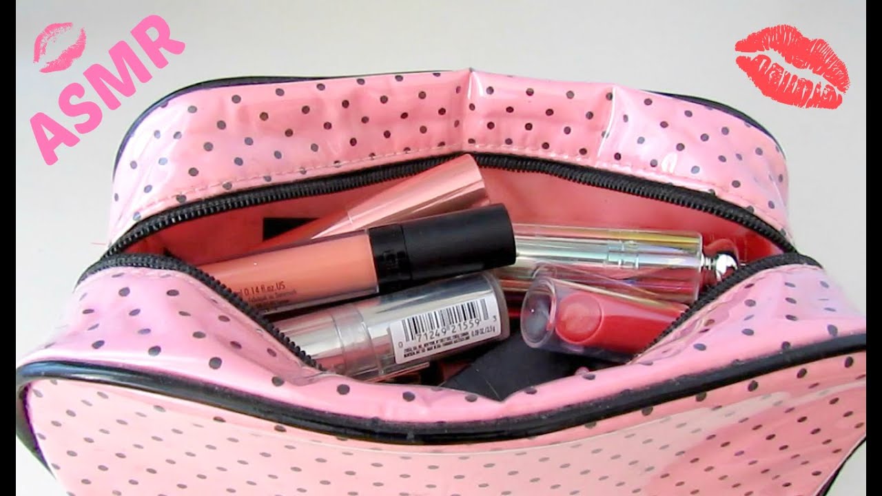 ASMR - Going through a makeup bag full of lipsticks - Soft Spoken