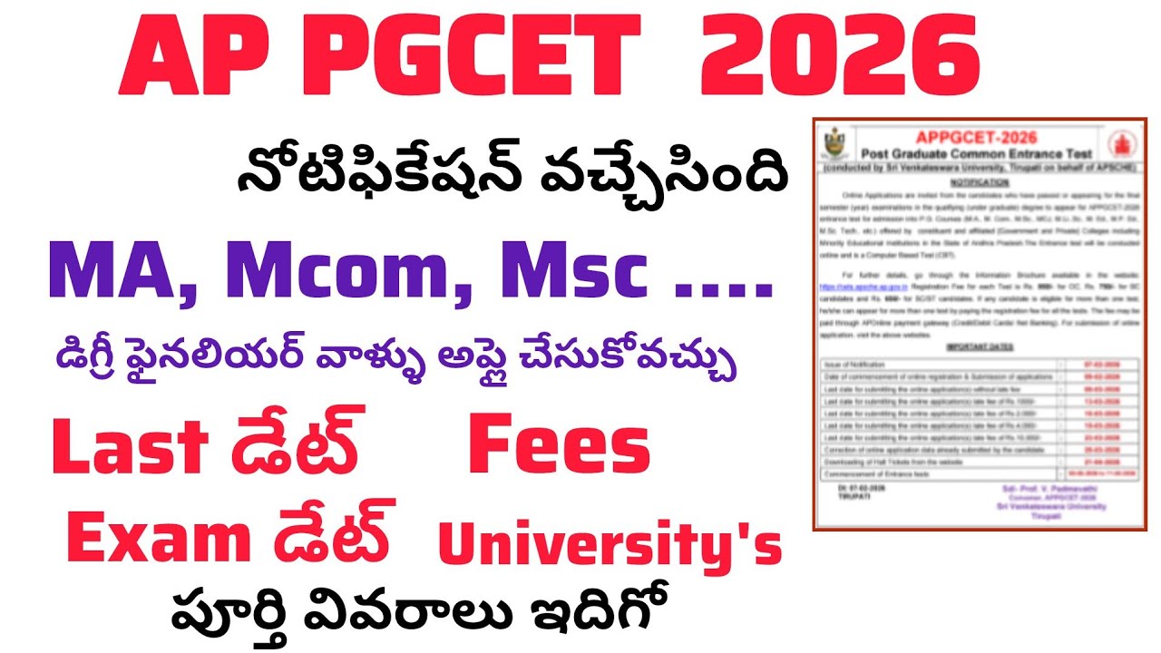 AP PGCET 2026 NOTIFICATION RELEASED |AP PGCET 2026 ADMISSION @SivaThoughts 