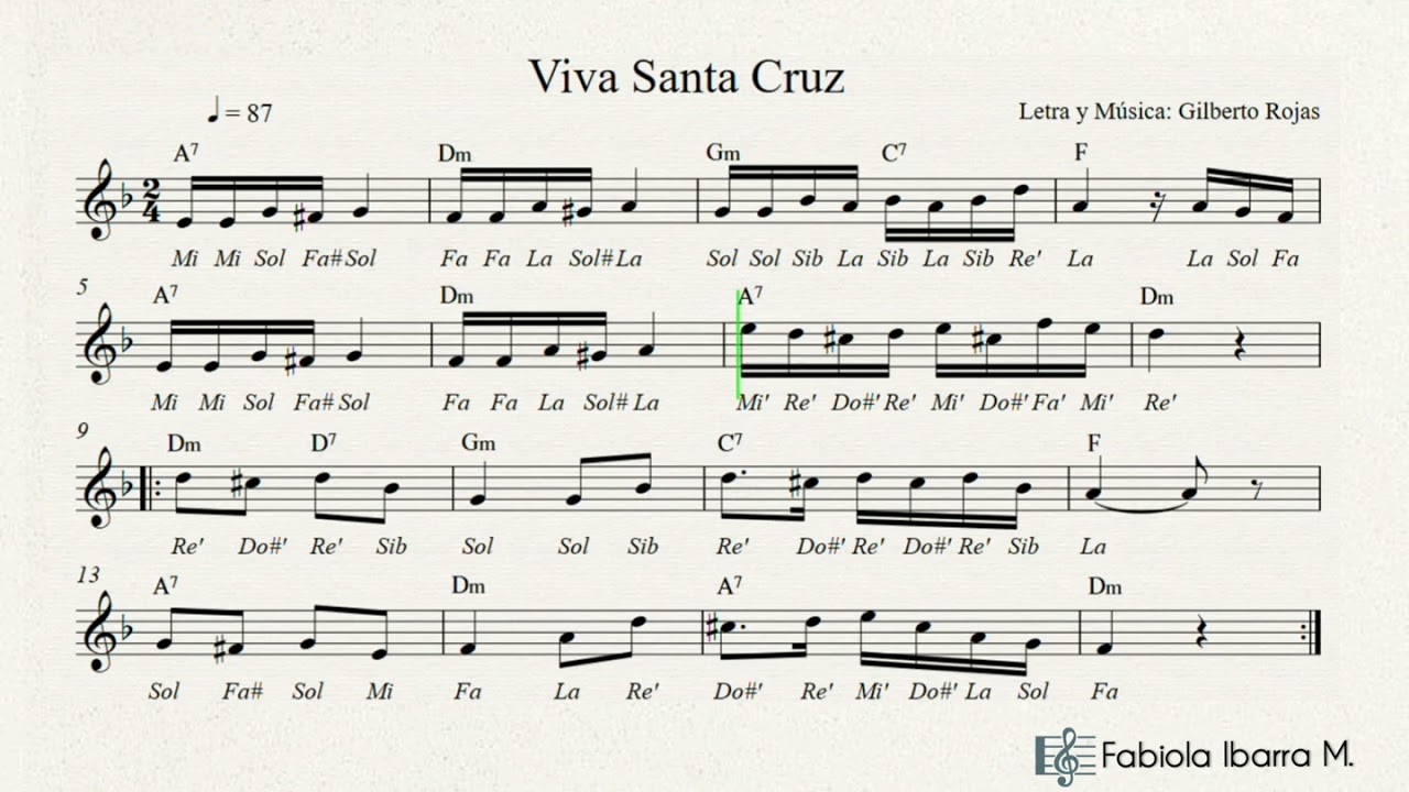 Viva Santa Cruz - Taquirari - Partitura, Notas y Acordes.