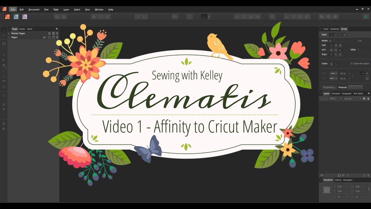 #1 - Affinity Publisher/Cricut Design Space - Clematis Wristlet - Sewing with Kelley