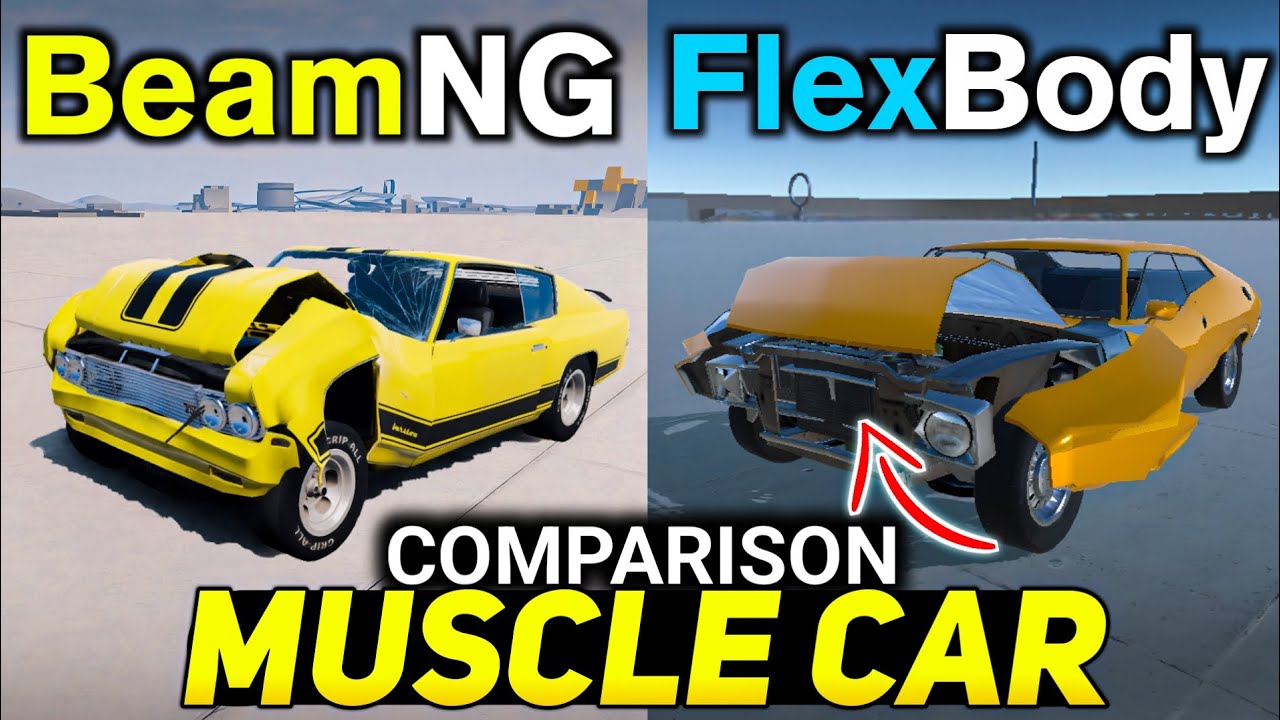 BeamNG против FlexBody — сравнение аварий Muscle Car!