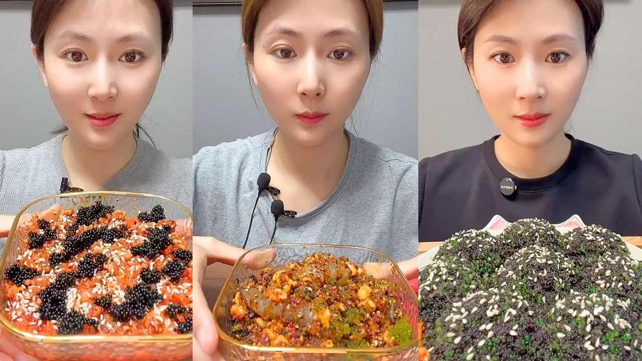 Spicy Seafood Mix with Black Roe and Sesame Mukbang Feast