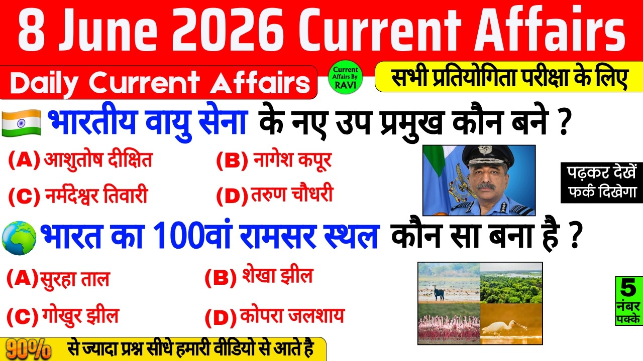 8 June 2026 Current Affairs | Current Affairs Today | Current GK SSC Railway UPSC BPSC GRUP D NTPC