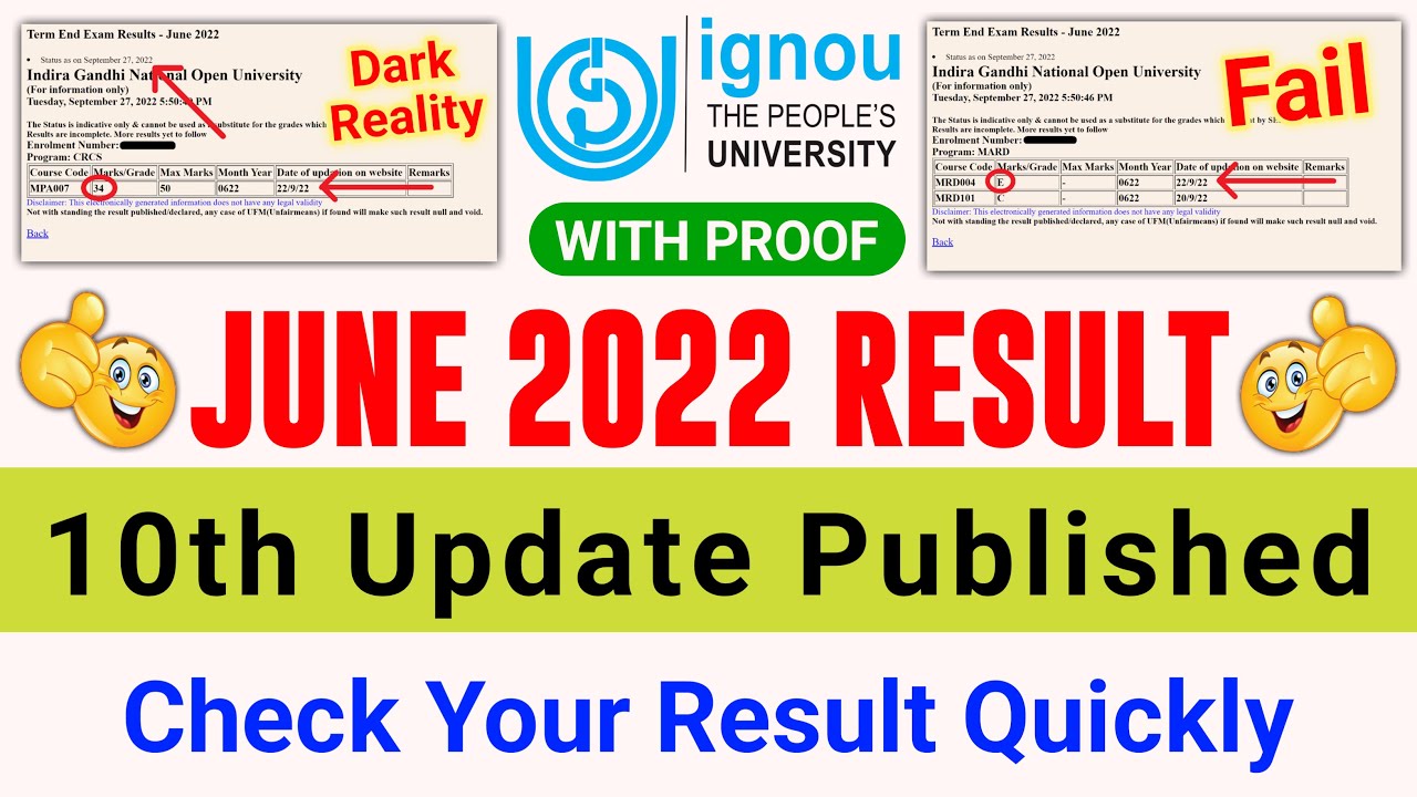 IGNOU Published June 2022 Exam Result 10th Update_IGNOU Result July 2022_Important For All Students