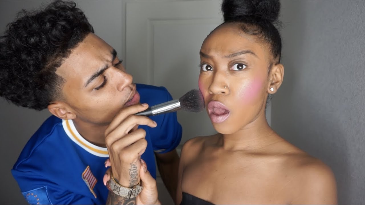 BOYFRIEND DOES MY MAKEUP!