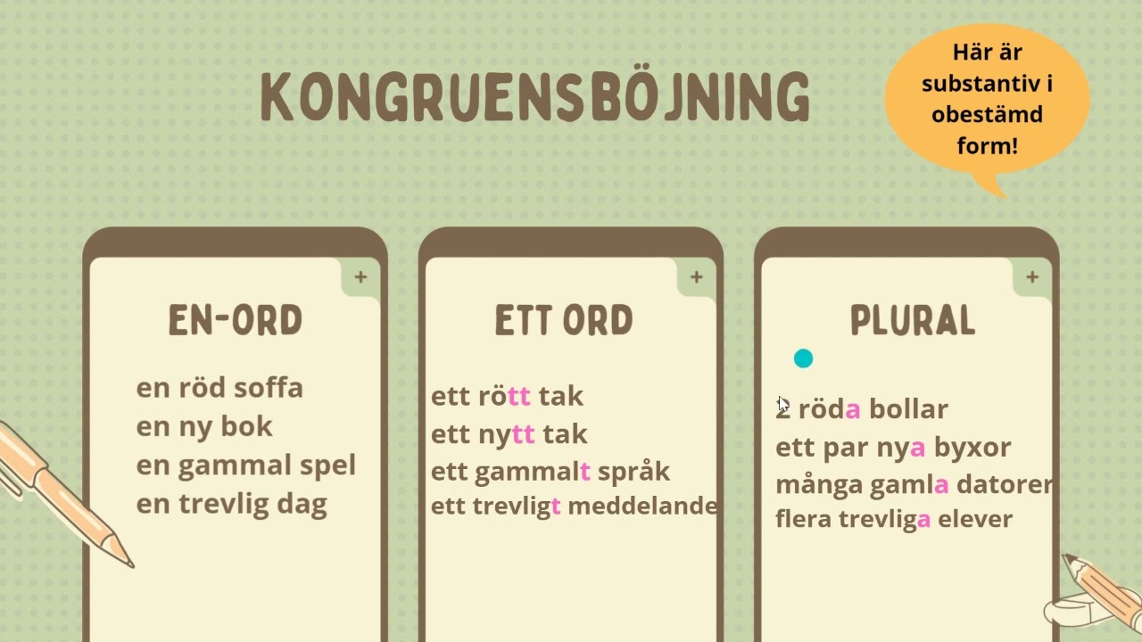Adjektiv,  kongruensböjning