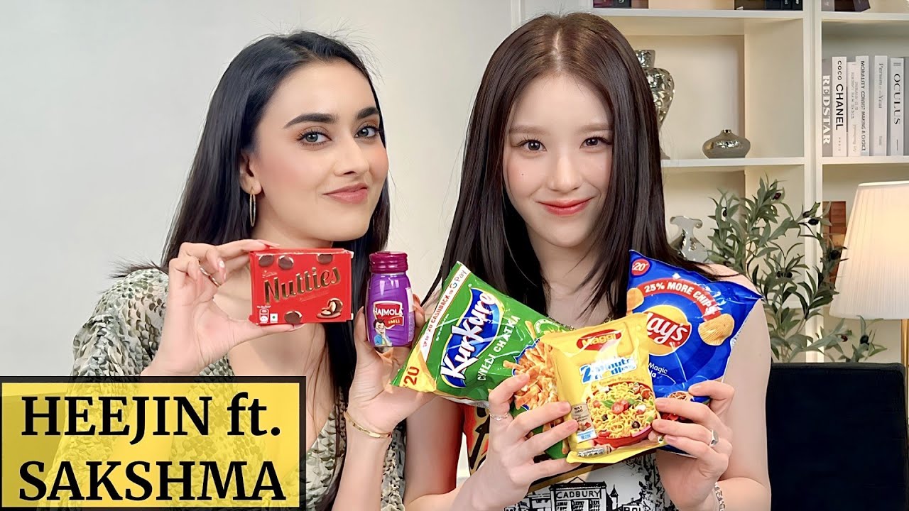 K-Pop Idol HEEJIN tries Indian snacks with Sakshma Srivastav | Indian Interview