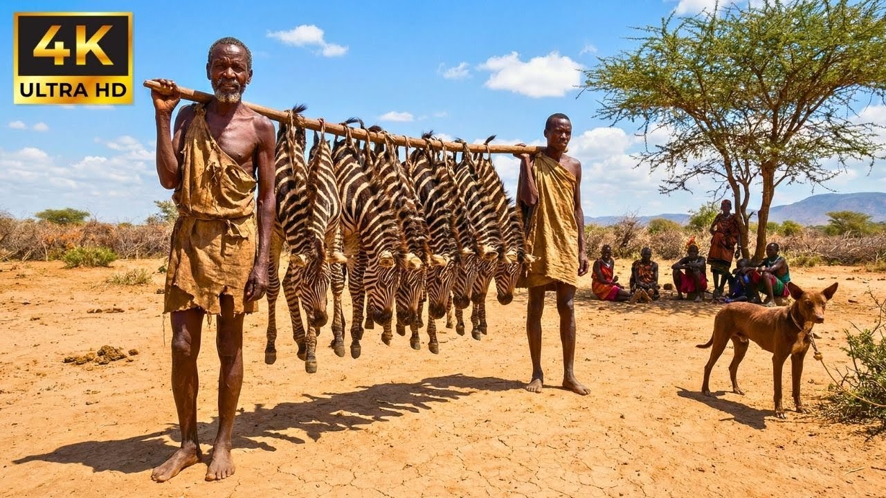 Real Survival in Africa: The Hunting of Wild Zebras by the Hadzabe Tribe