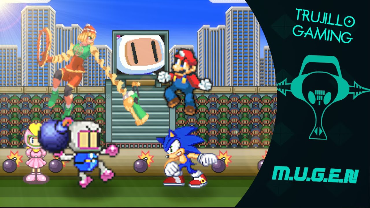 M.U.G.E.N Team Bomberman & Min-Min (1P & 2P) Vs Team Super Better Mario & Sonic (CPU's)